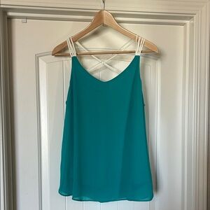 BCX Turquoise Tank Top with White Straps